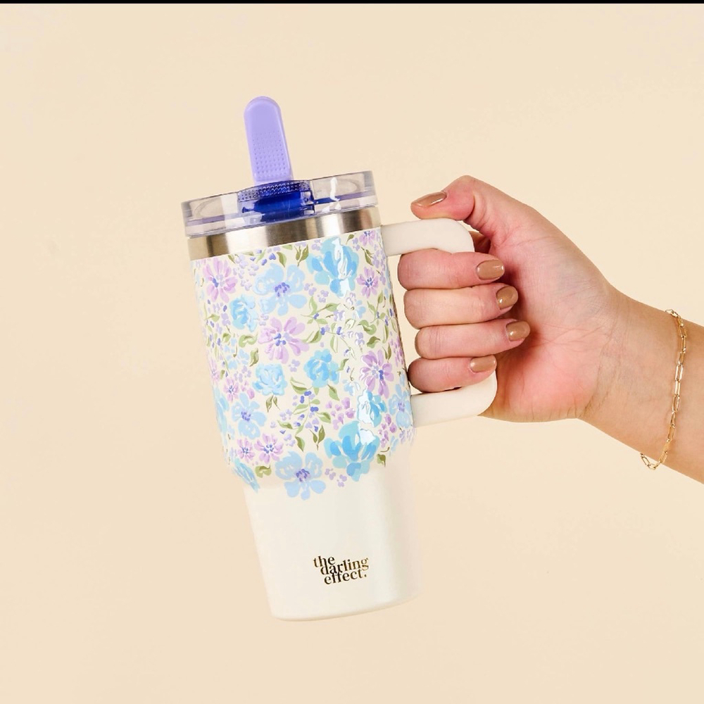 Blue Floral 20 oz Lifestyle Flip Straw Tumbler